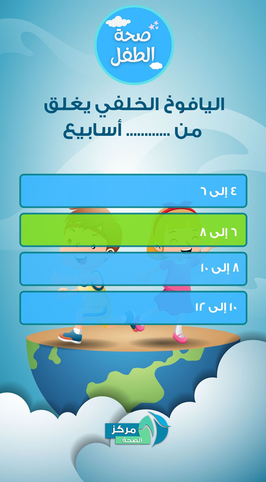 اليافوخ الخلفي يغلق في .....اسابيع